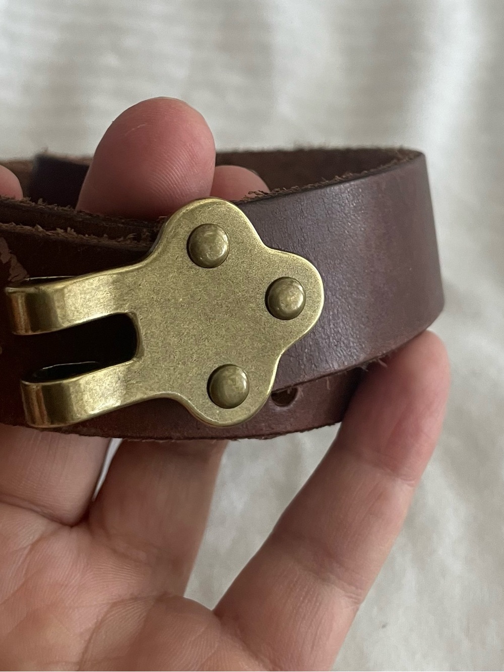 J. Crew Brown Leather Belt with Brass Studs